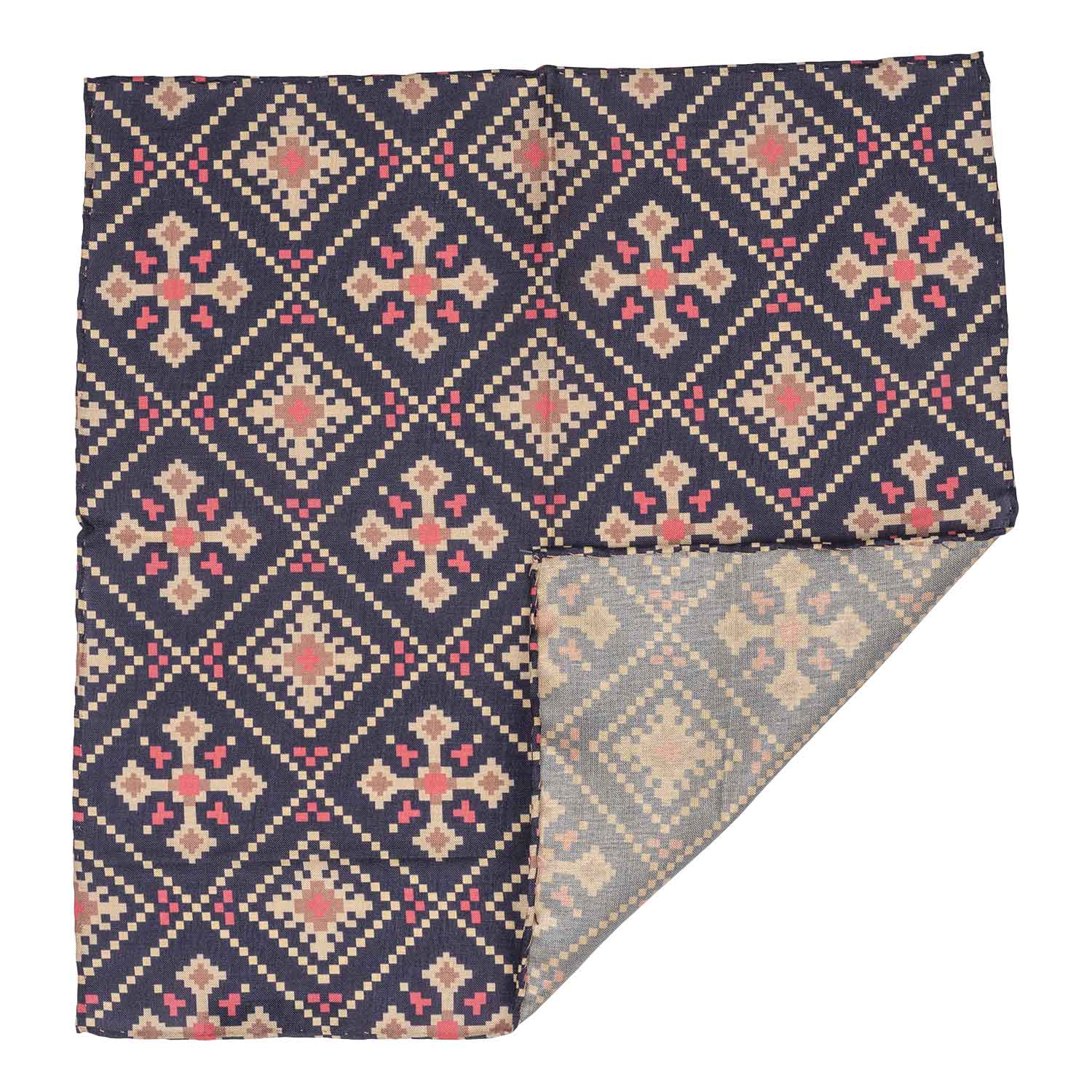 Blue Geometric Pocket Square for Men