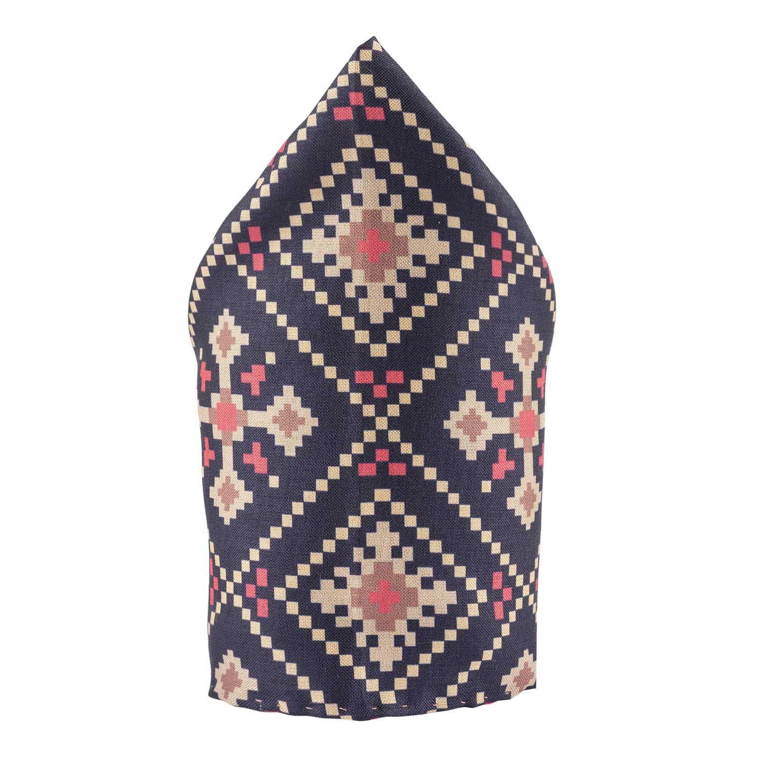 Blue Geometric Pocket Square for Men