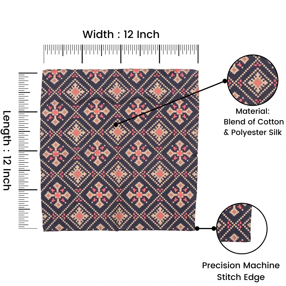 Blue Geometric Pocket Square for Men