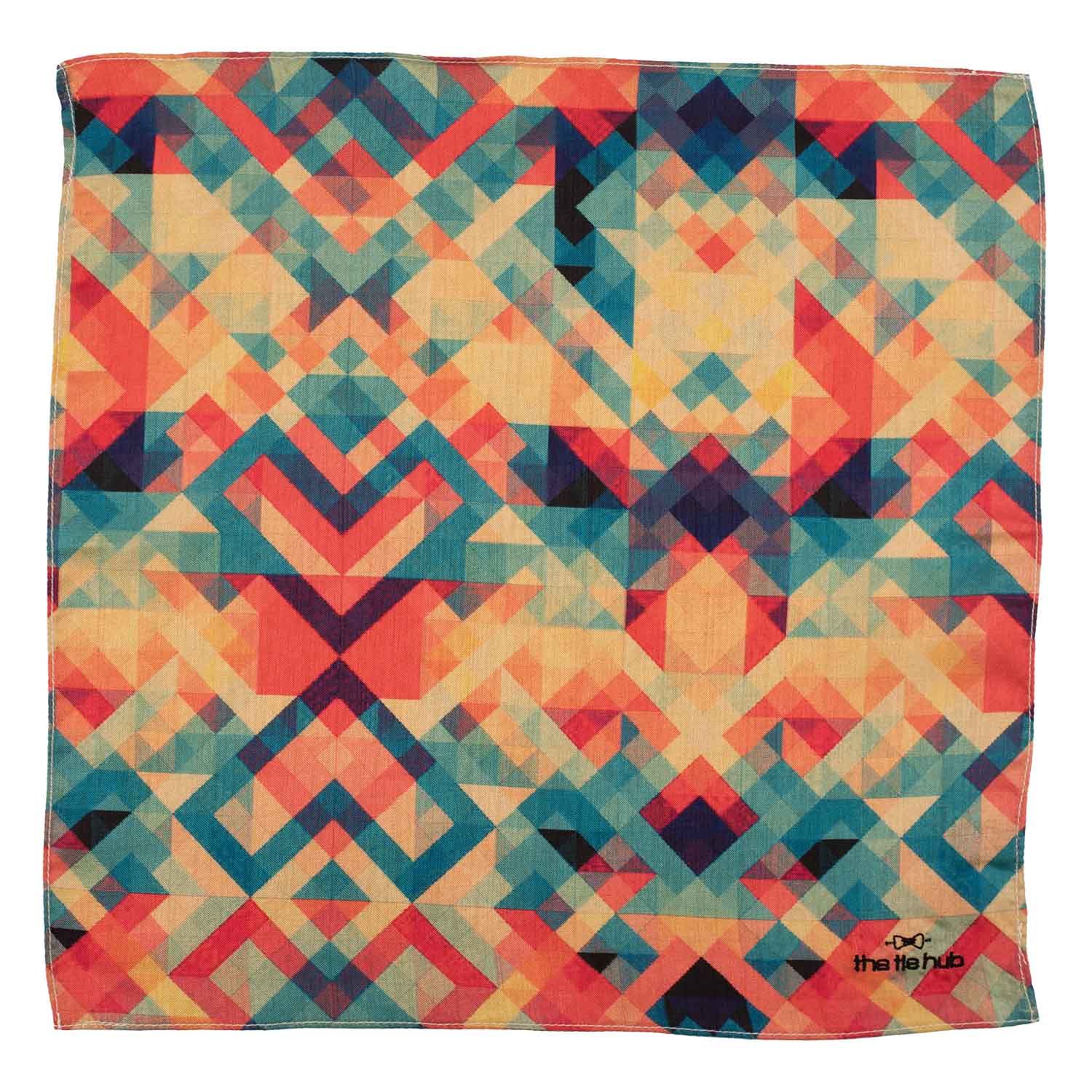 Multicolor Geometric Pocket Square for Men