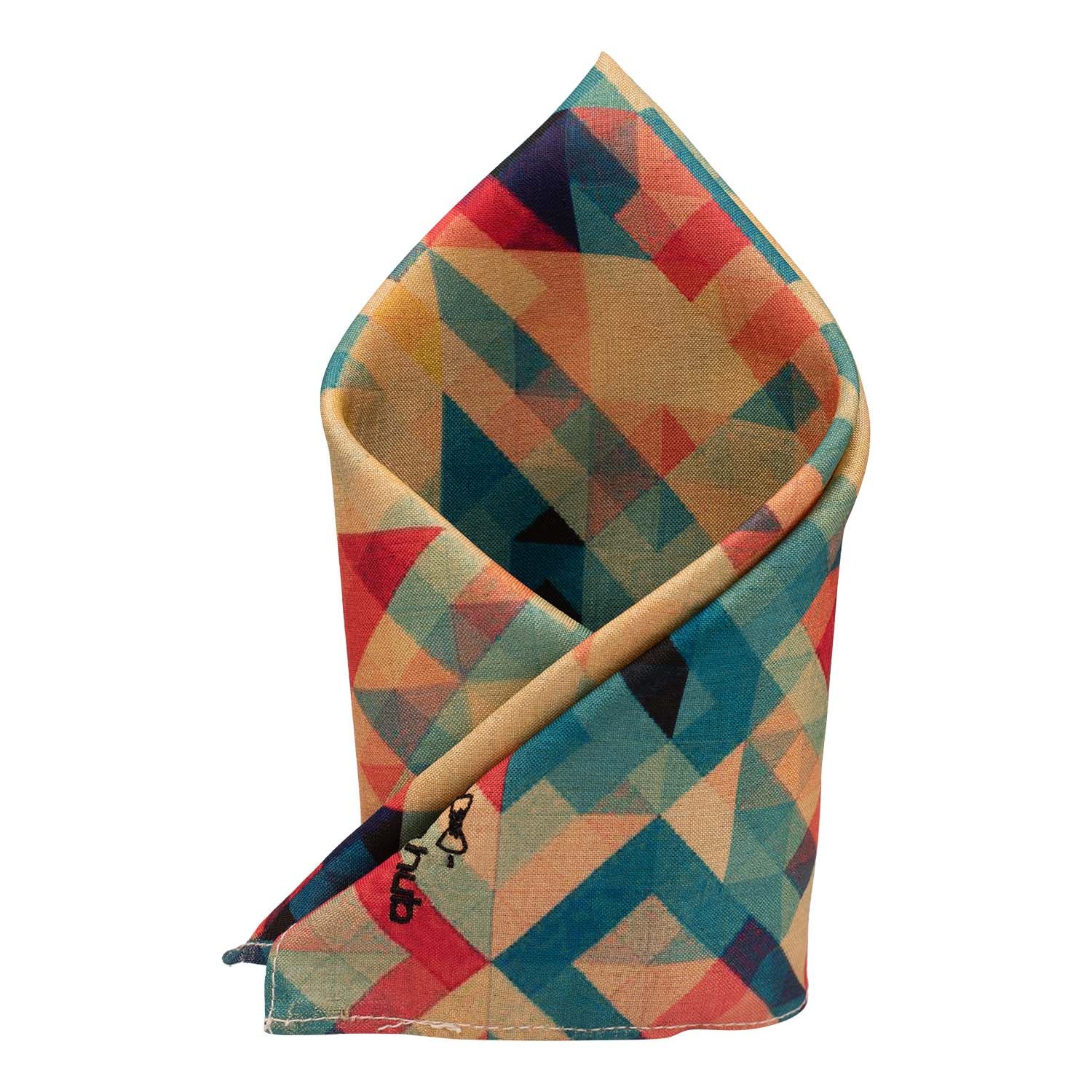 Multicolor Geometric Pocket Square for Men