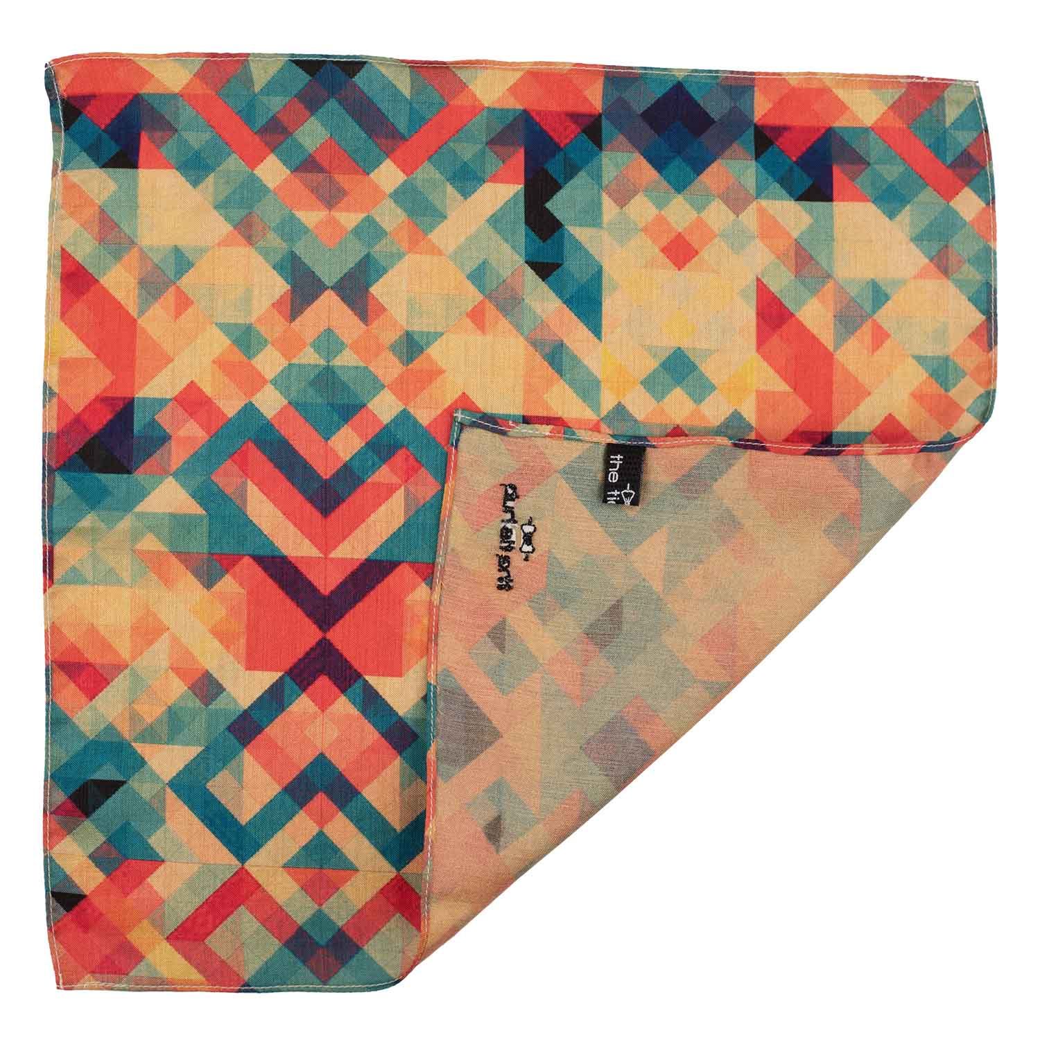 Multicolor Geometric Pocket Square for Men