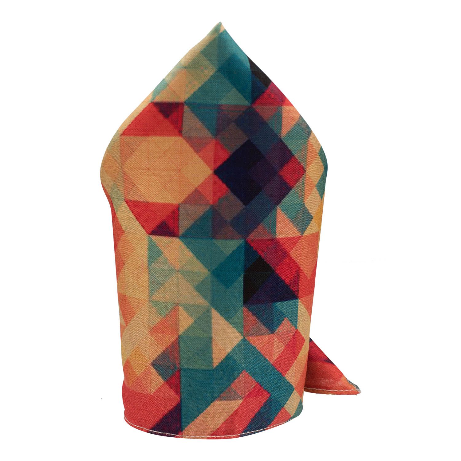 Multicolor Geometric Pocket Square for Men