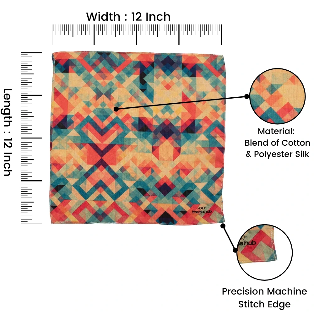 Multicolor Geometric Pocket Square for Men