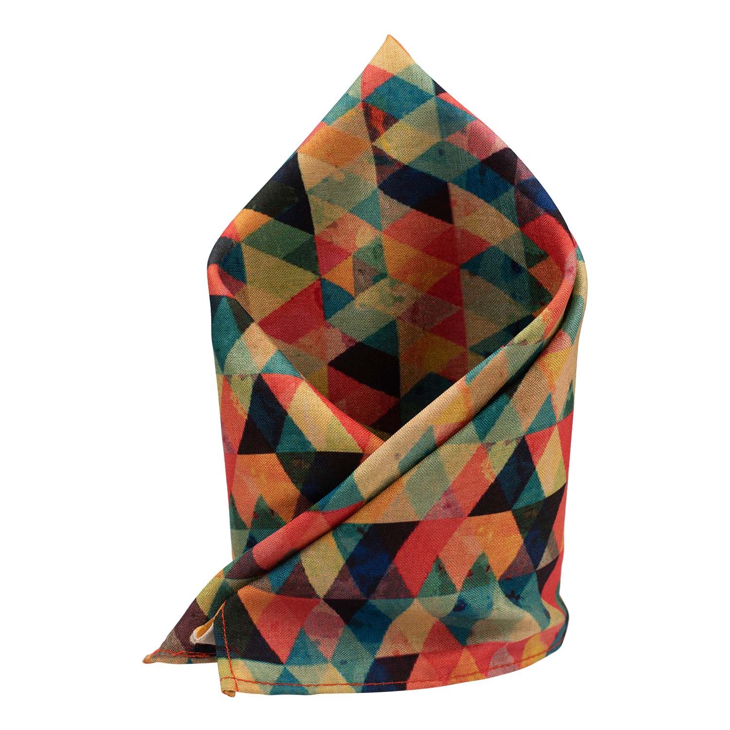 Multicolor Geometric Pocket Square for Men
