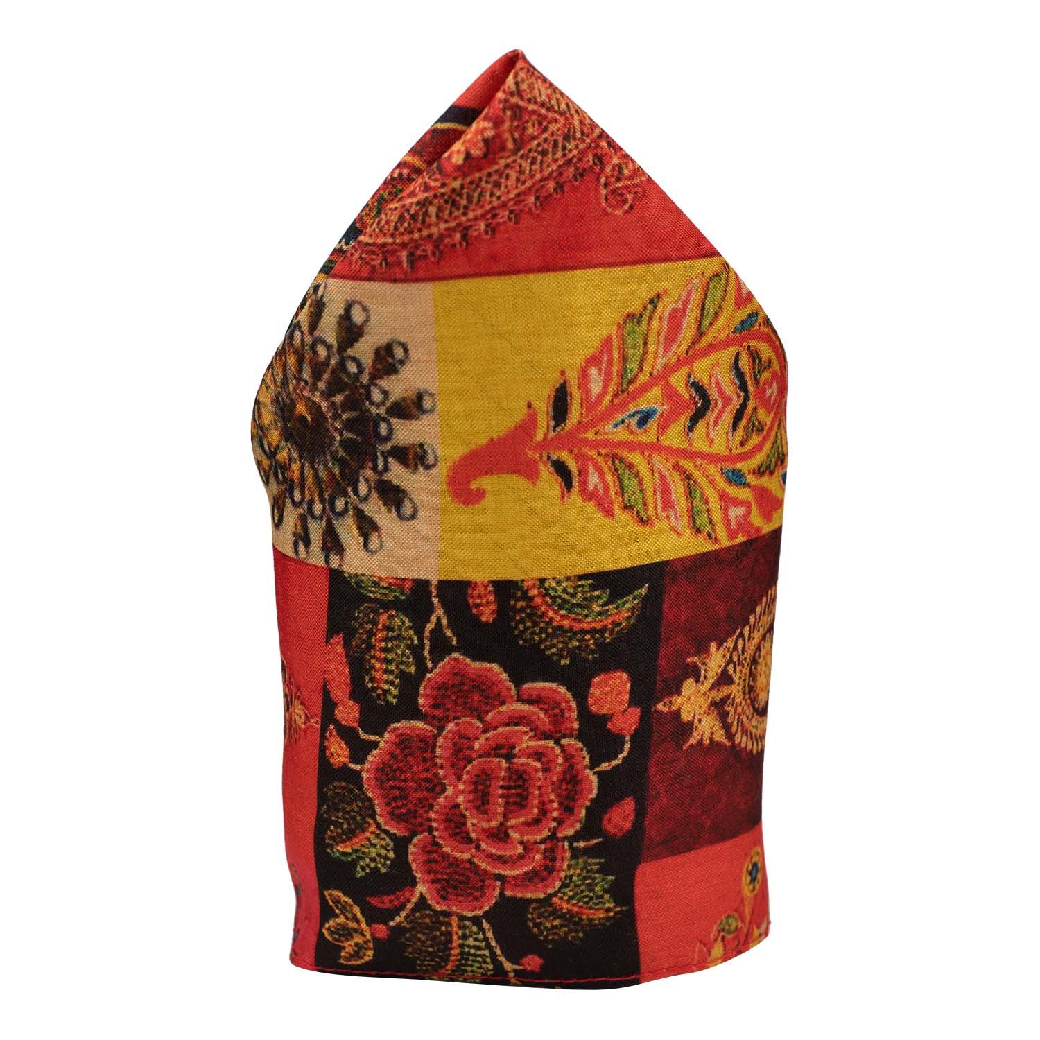 Orange Geometric Pocket Square for Men