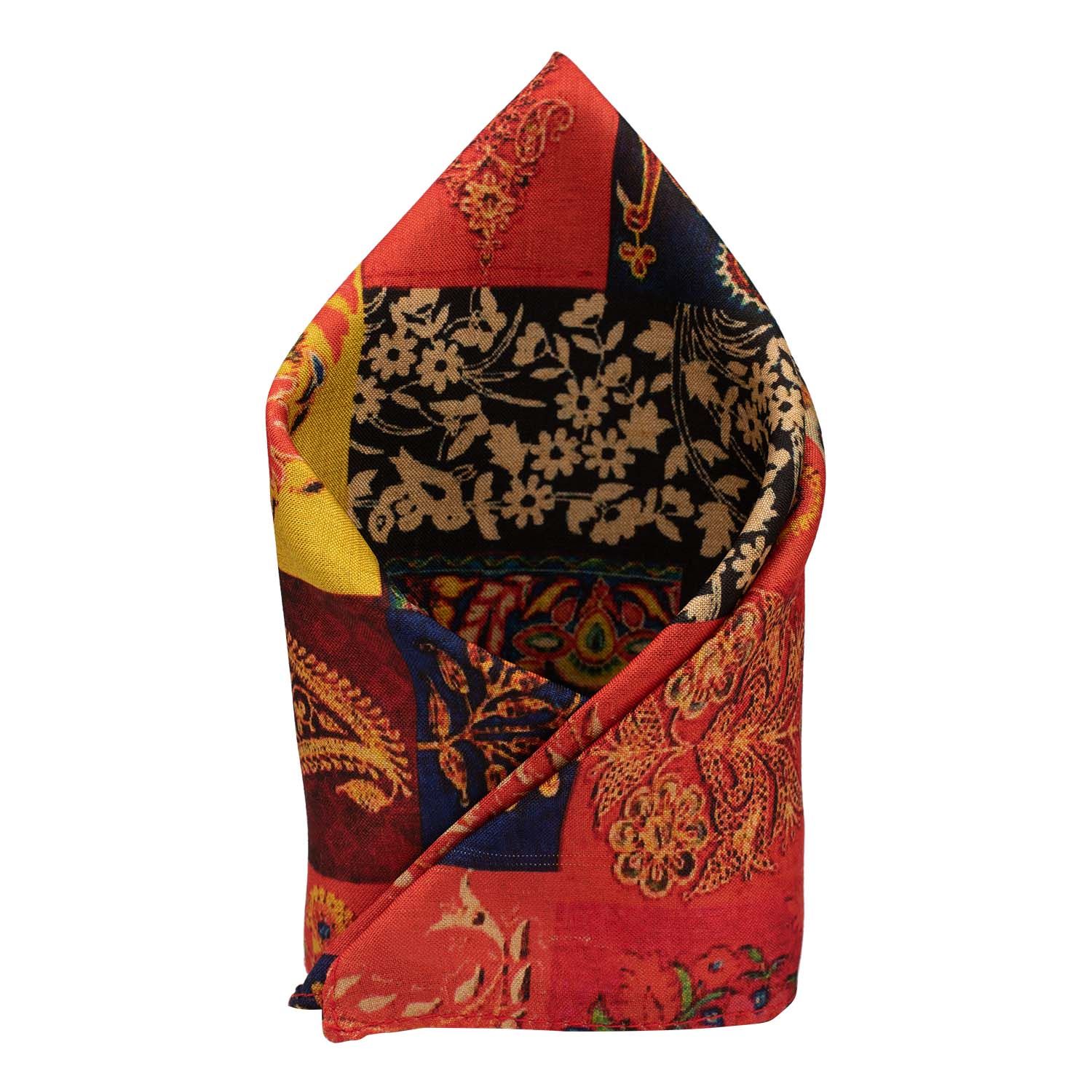 Orange Geometric Pocket Square for Men