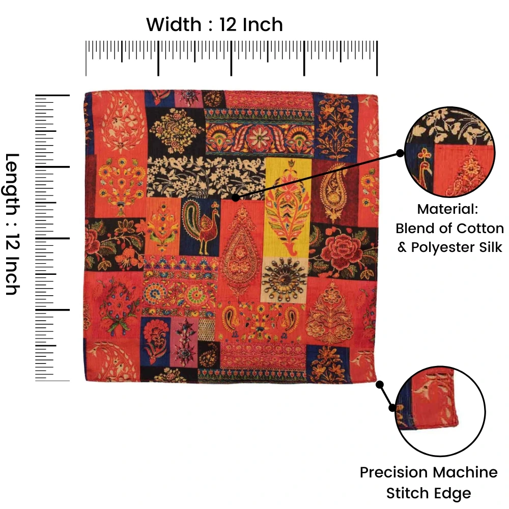 Orange Geometric Pocket Square for Men