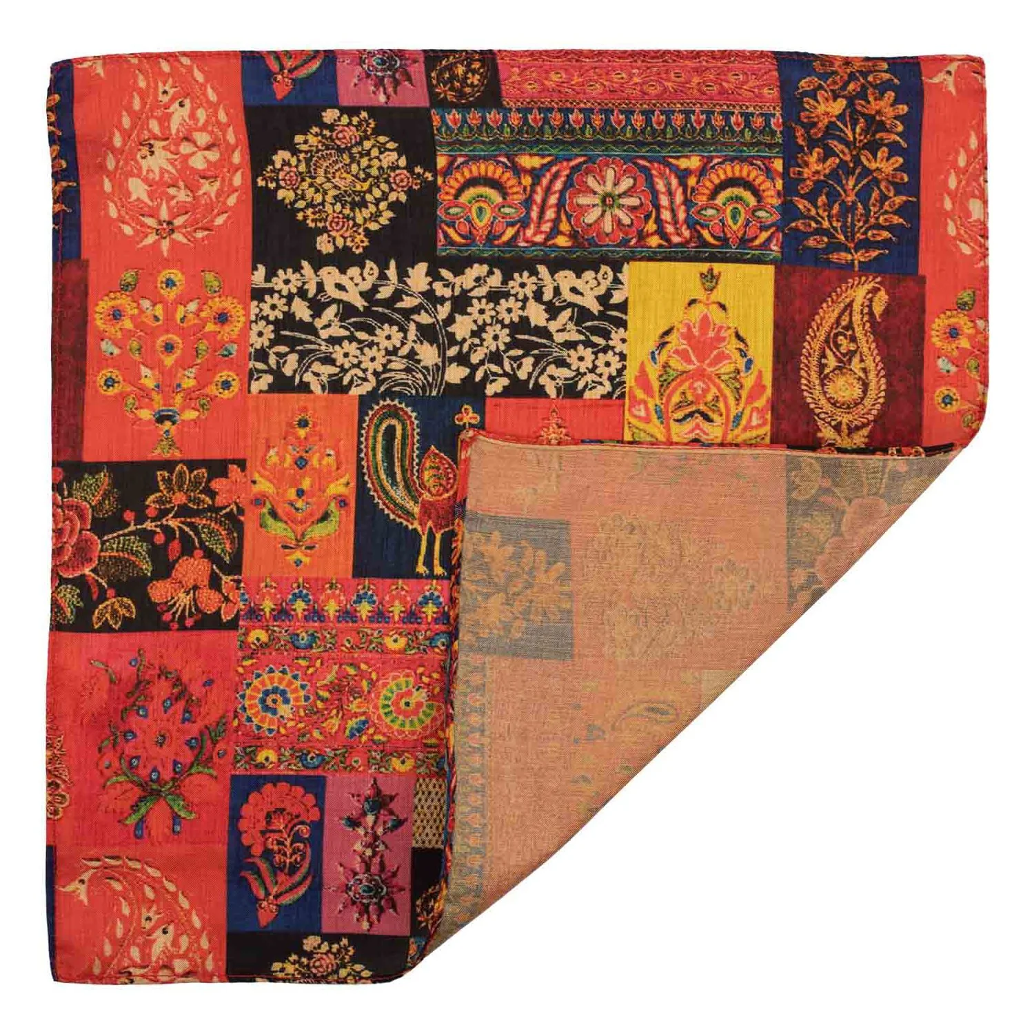 Orange Geometric Pocket Square for Men