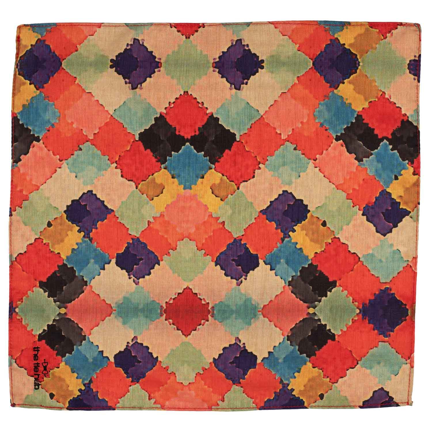 Multicolor Geometric Pocket Square for Men