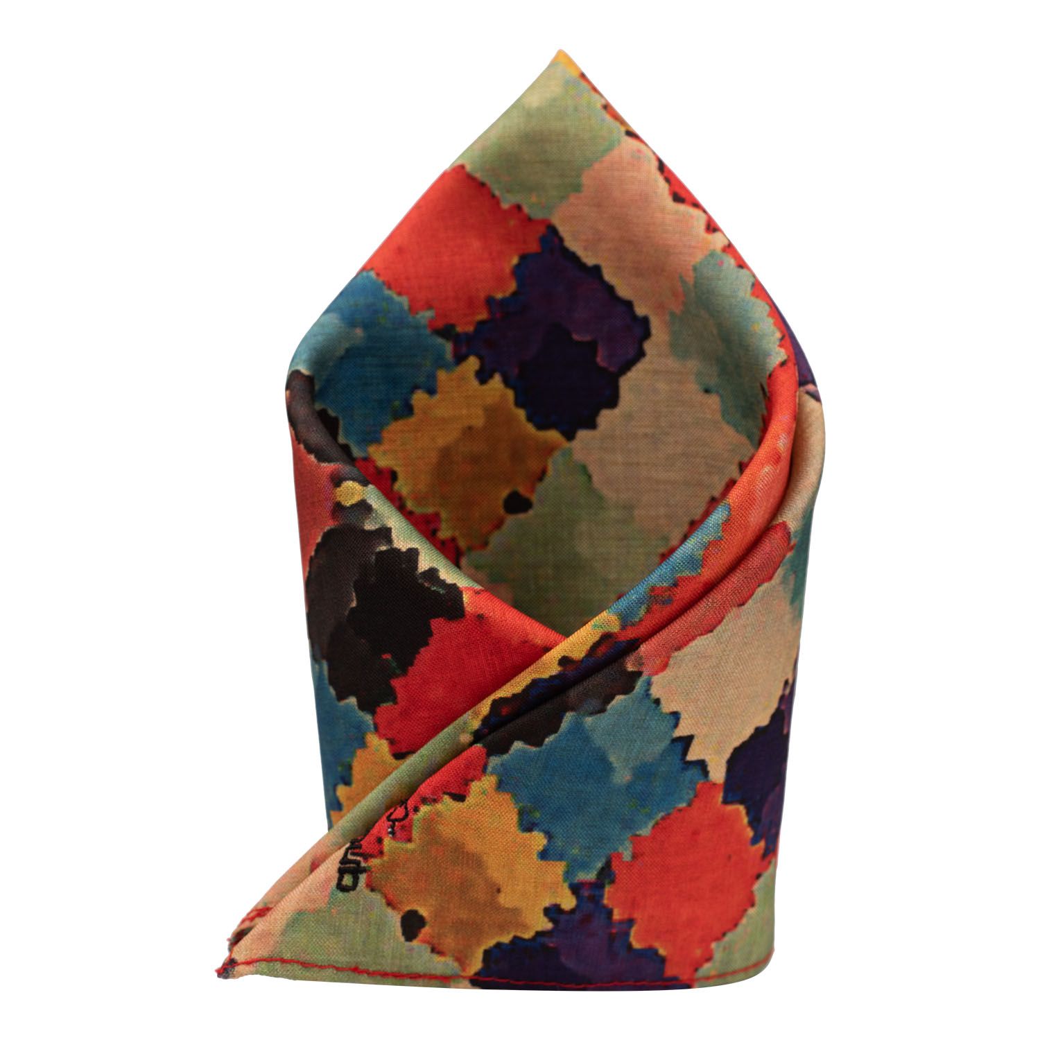 Multicolor Geometric Pocket Square for Men