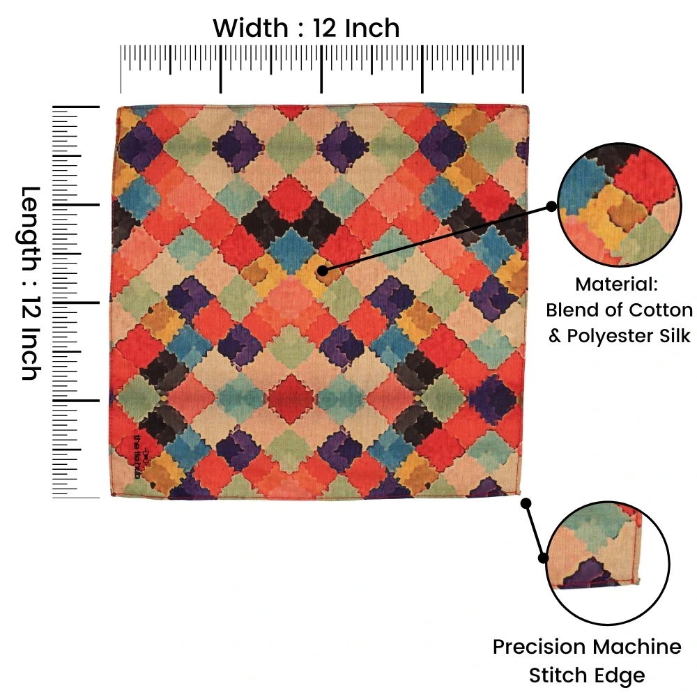 Multicolor Geometric Pocket Square for Men