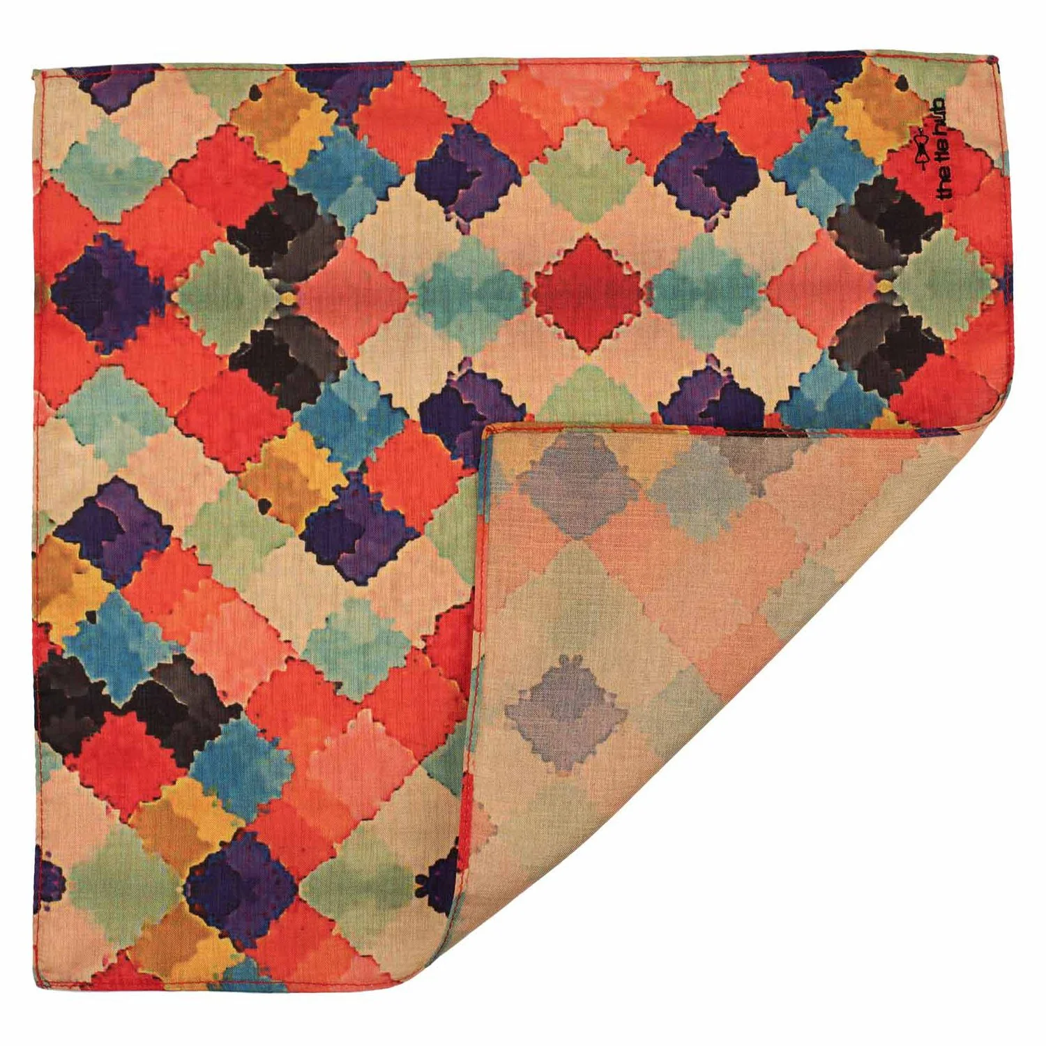 Multicolor Geometric Pocket Square for Men