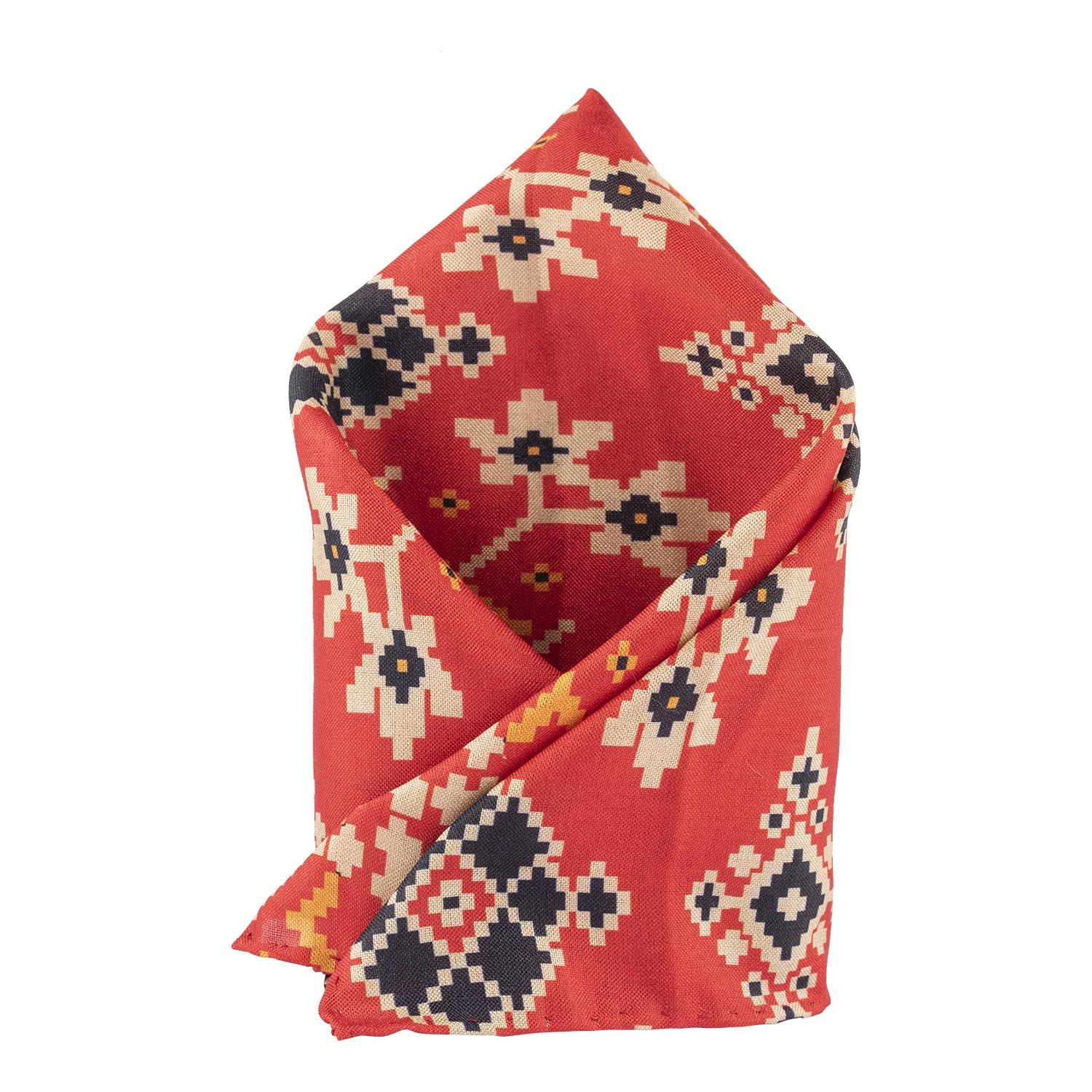 Orange Geometric Pocket Square for Men