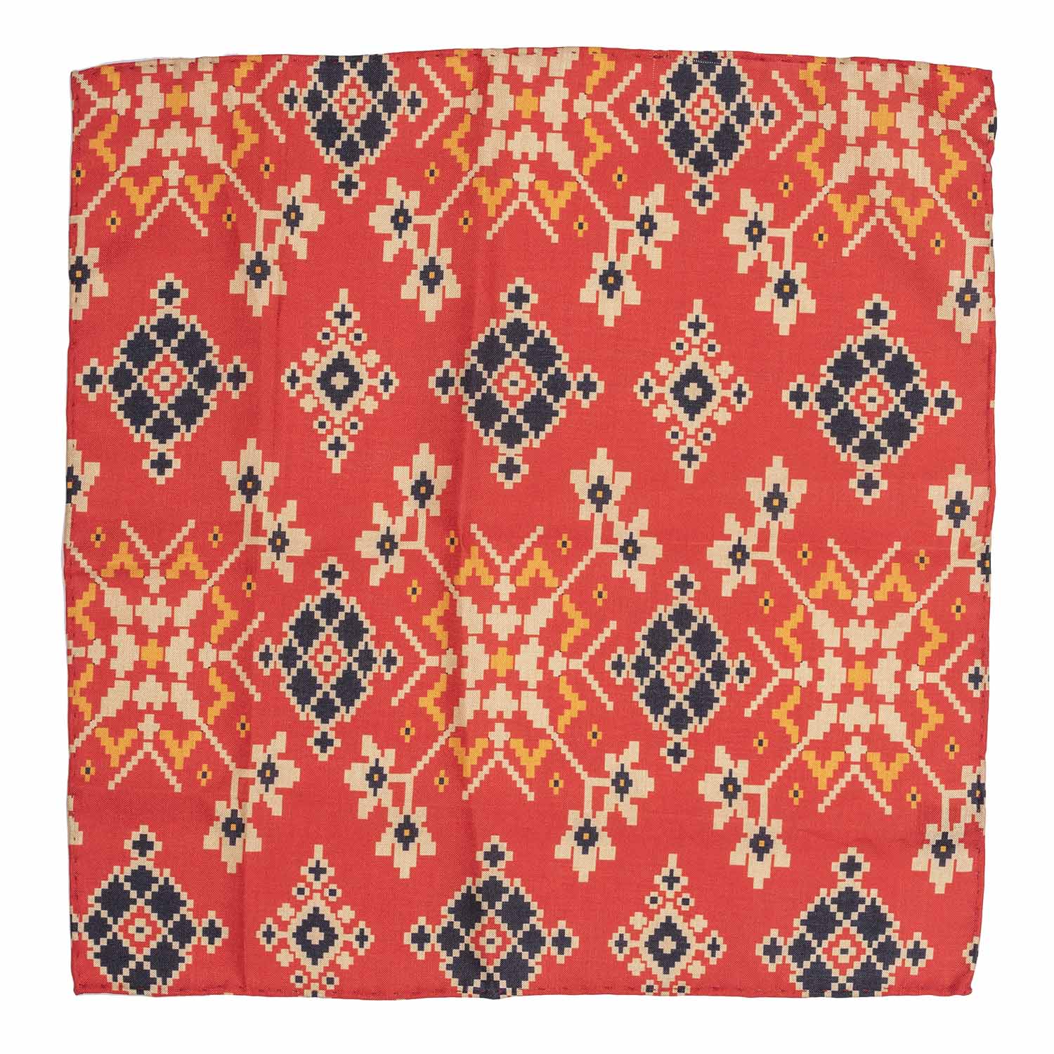 Orange Geometric Pocket Square for Men