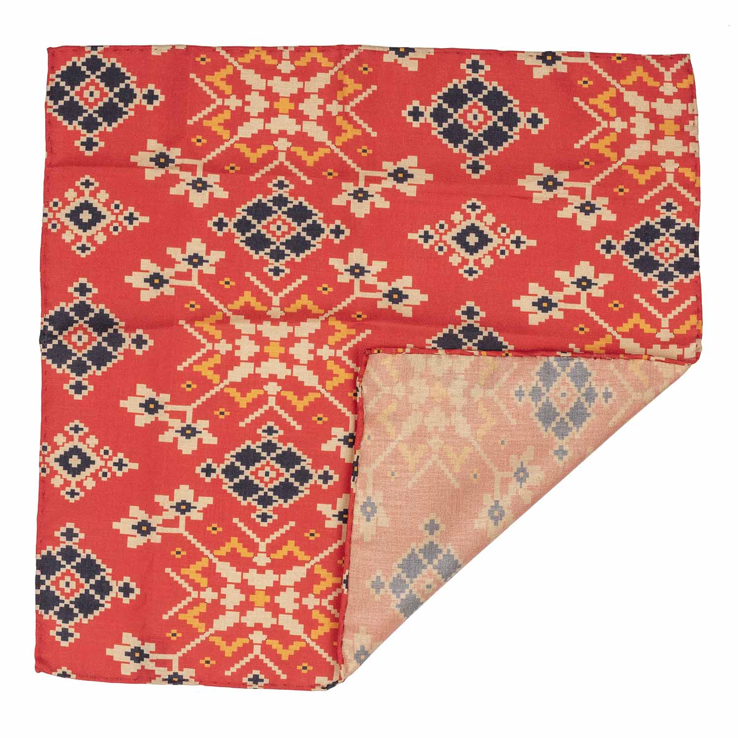 Orange Geometric Pocket Square for Men