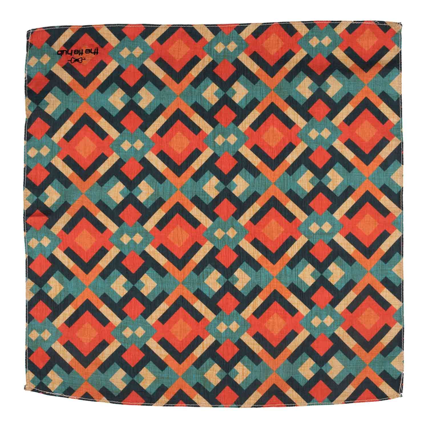 Orange Geometric Pocket Square for Men