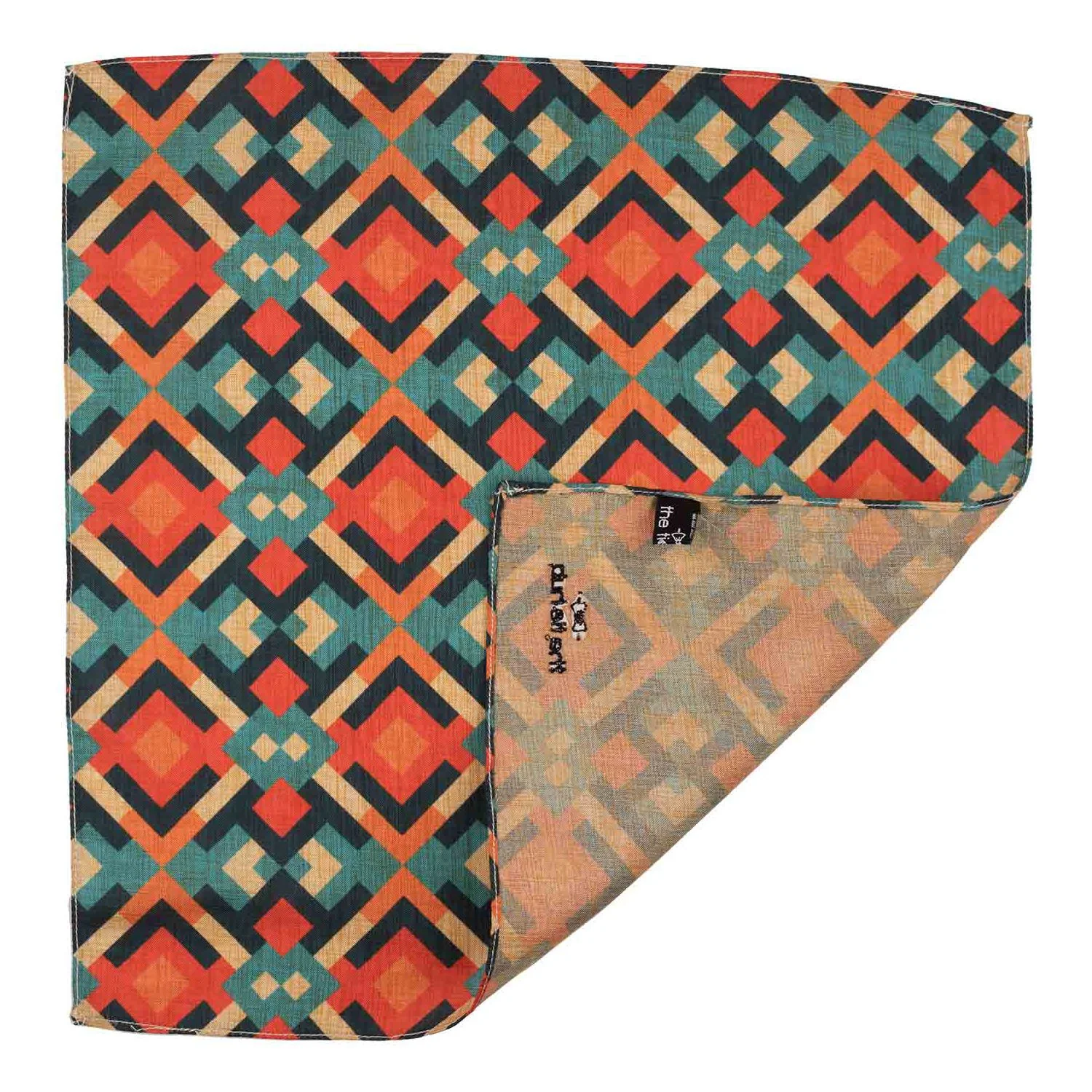 Orange Geometric Pocket Square for Men