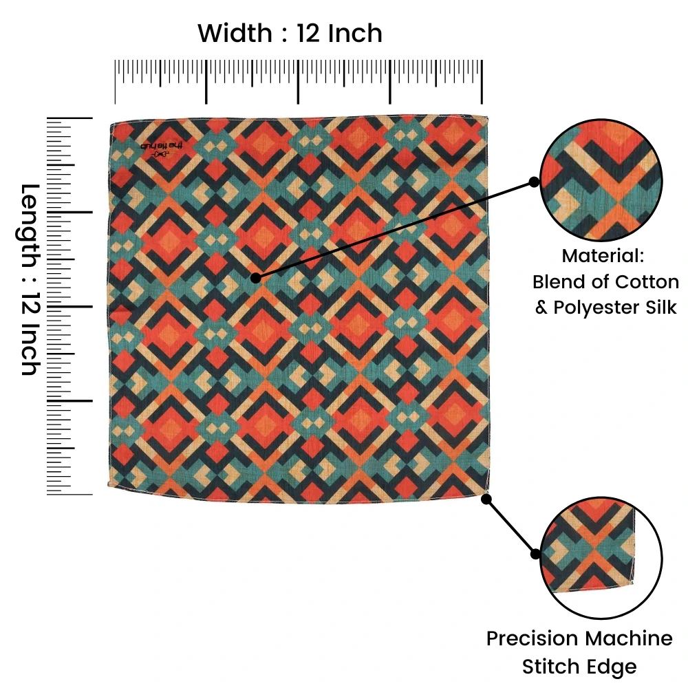 Orange Geometric Pocket Square for Men