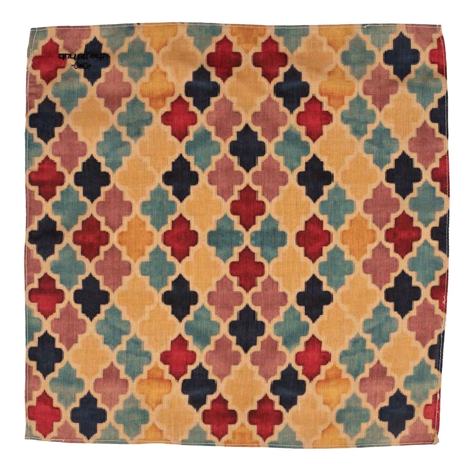 Multicolor Geometric Pocket Square for Men