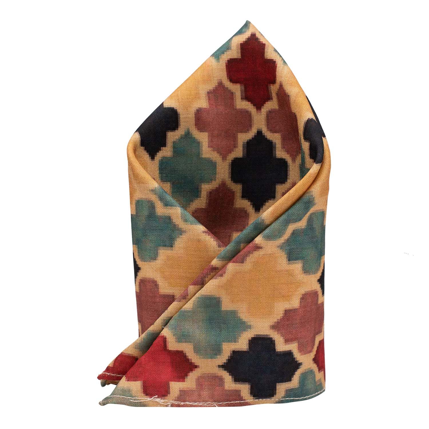 Multicolor Geometric Pocket Square for Men