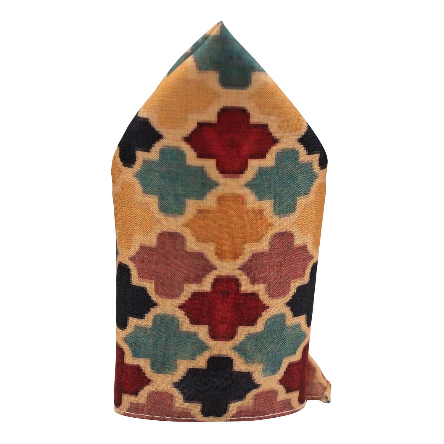 Multicolor Geometric Pocket Square for Men