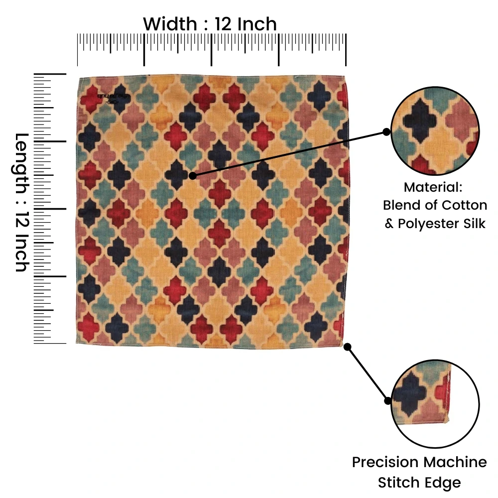 Multicolor Geometric Pocket Square for Men