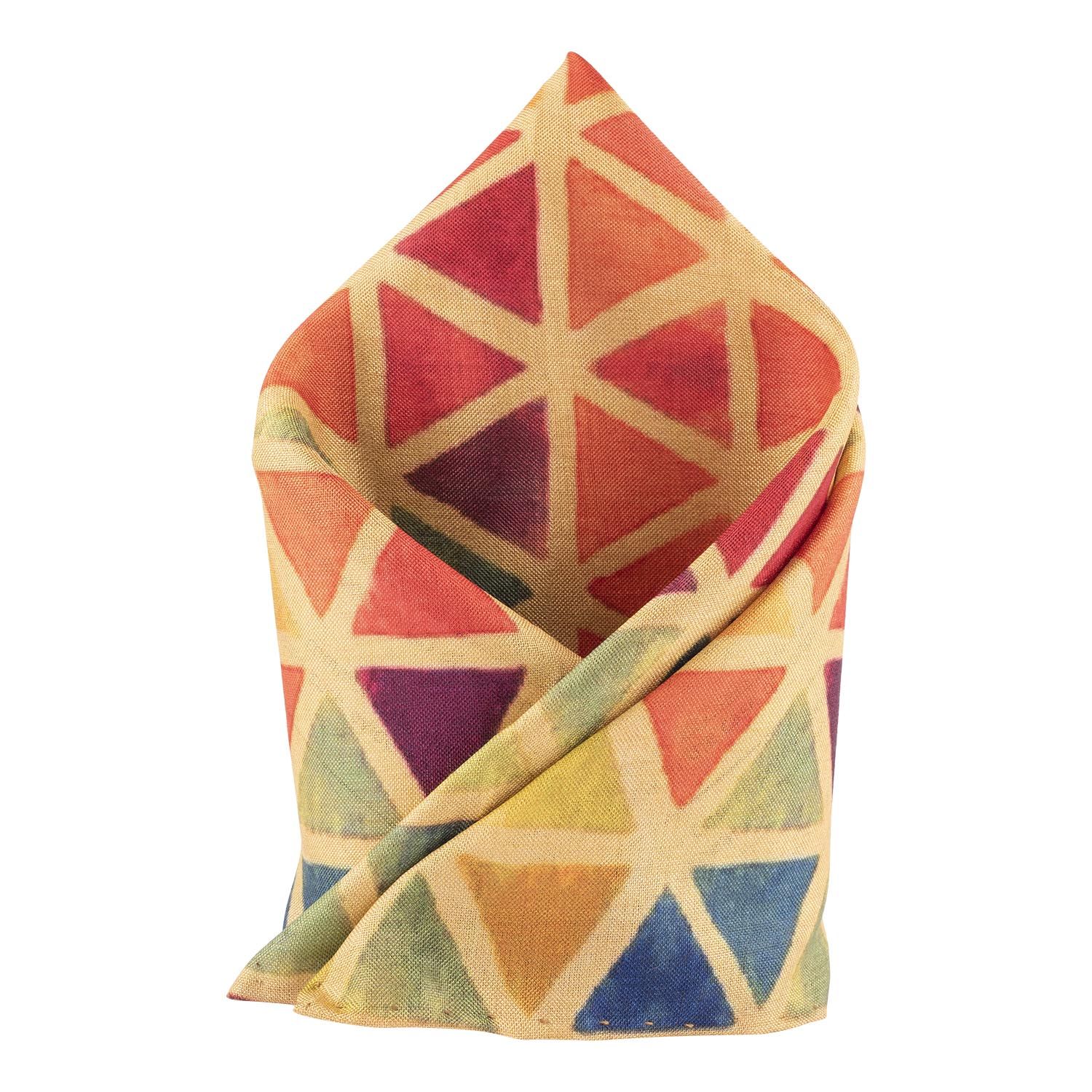 Multicolor Geometric Pocket Square for Men