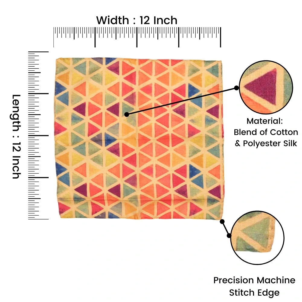 Multicolor Geometric Pocket Square for Men