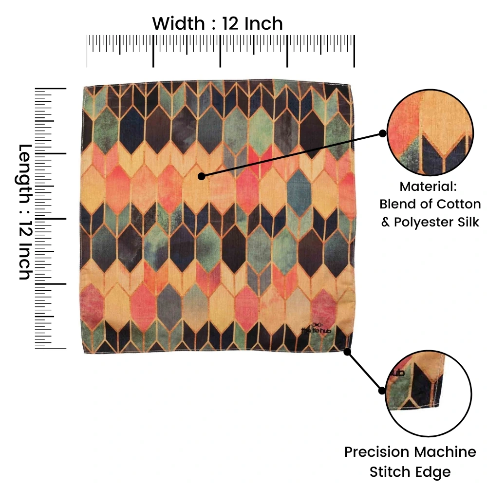 Blue Geometric Pocket Square for Men