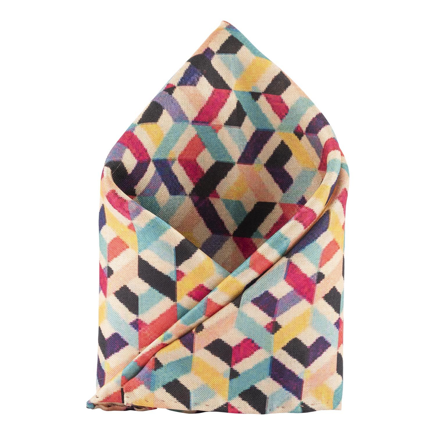 Multicolor Geometric Pocket Square for Men