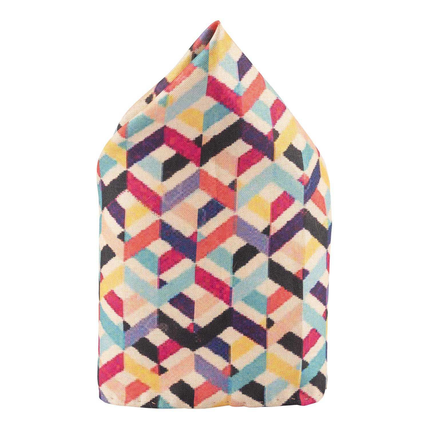 Multicolor Geometric Pocket Square for Men