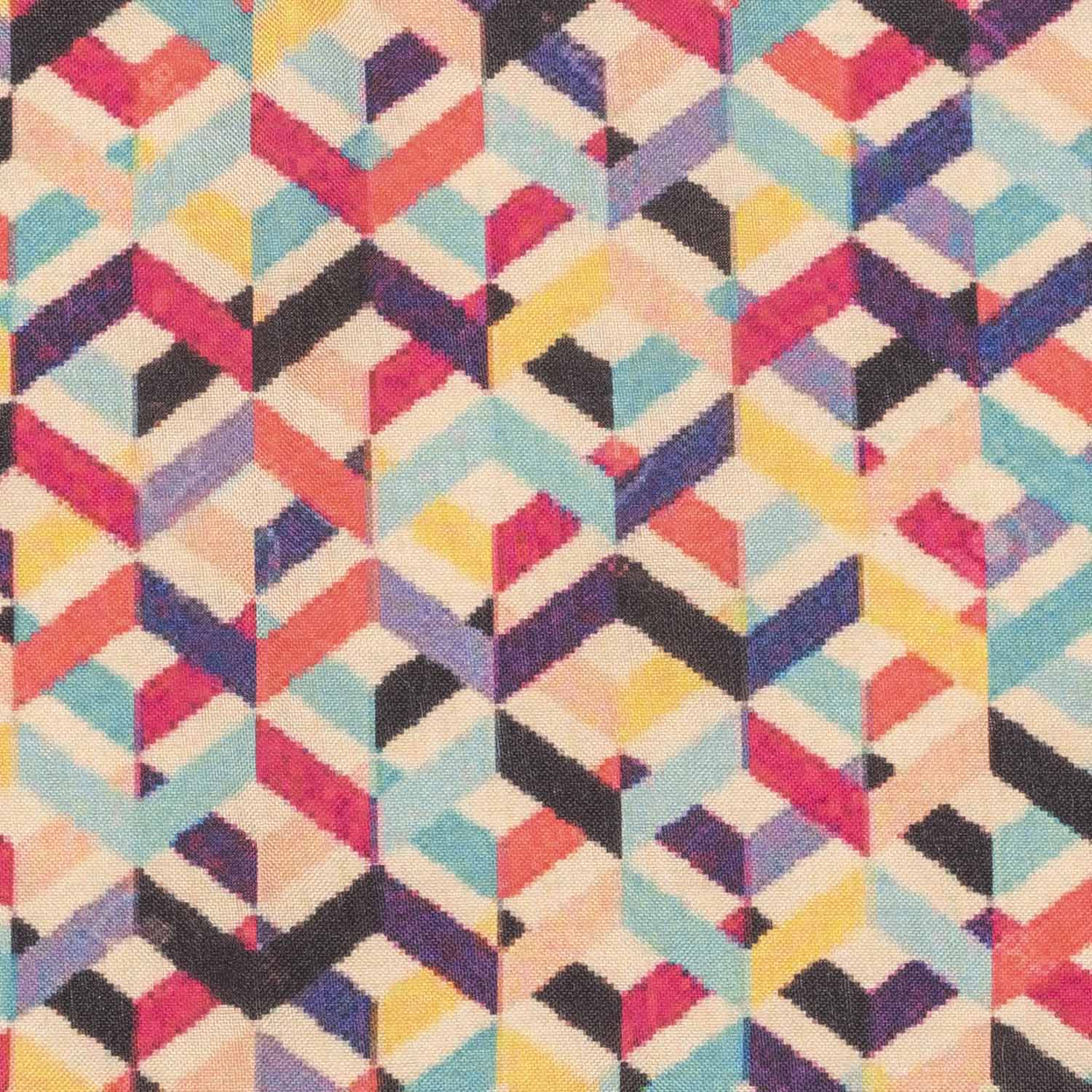 Multicolor Geometric Pocket Square for Men