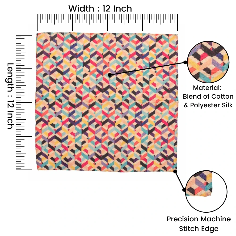 Multicolor Geometric Pocket Square for Men