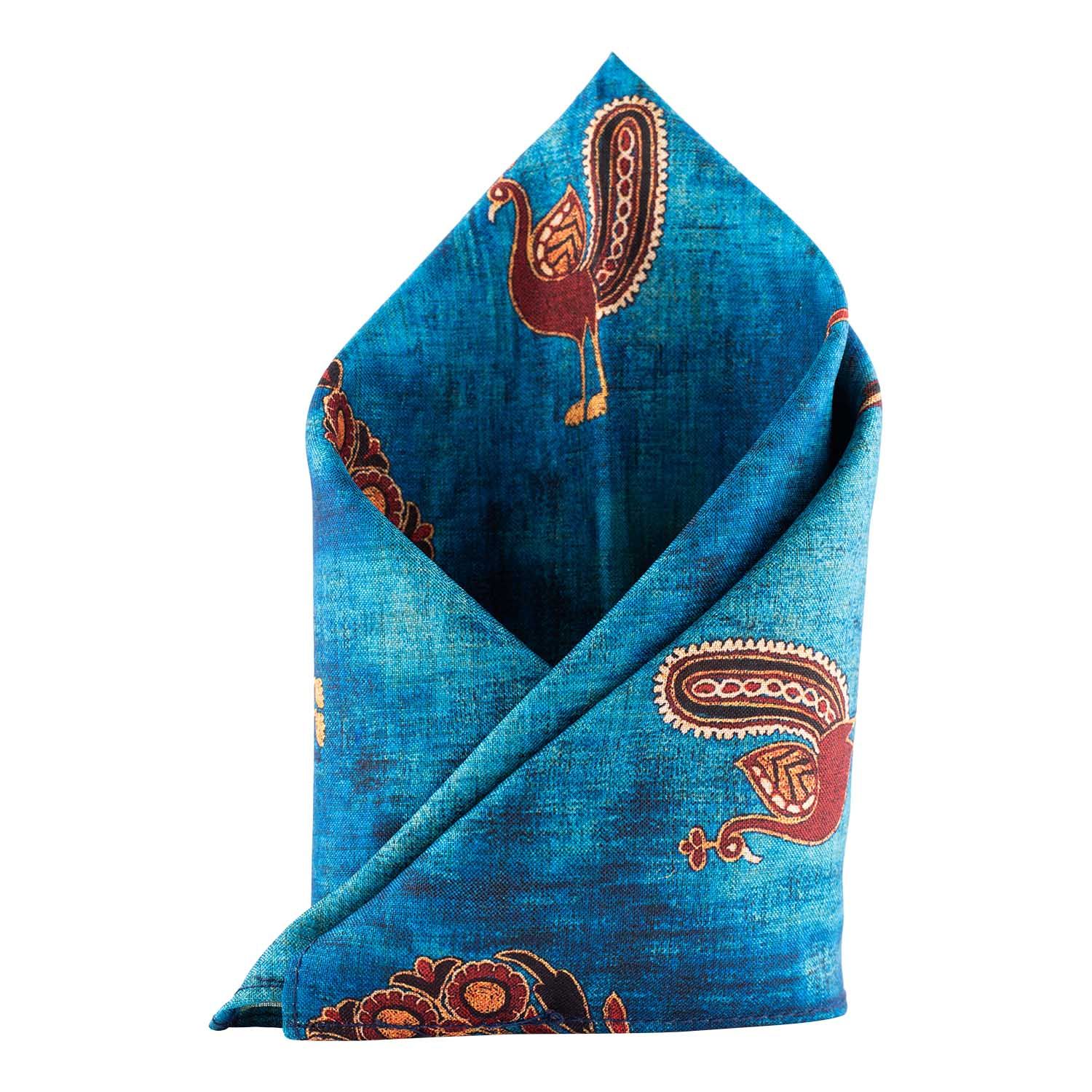 Blue Geometric Pocket Square for Men