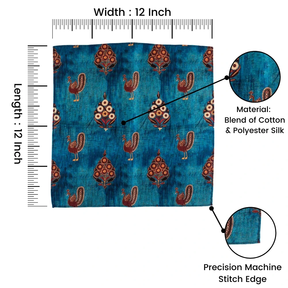 Blue Geometric Pocket Square for Men