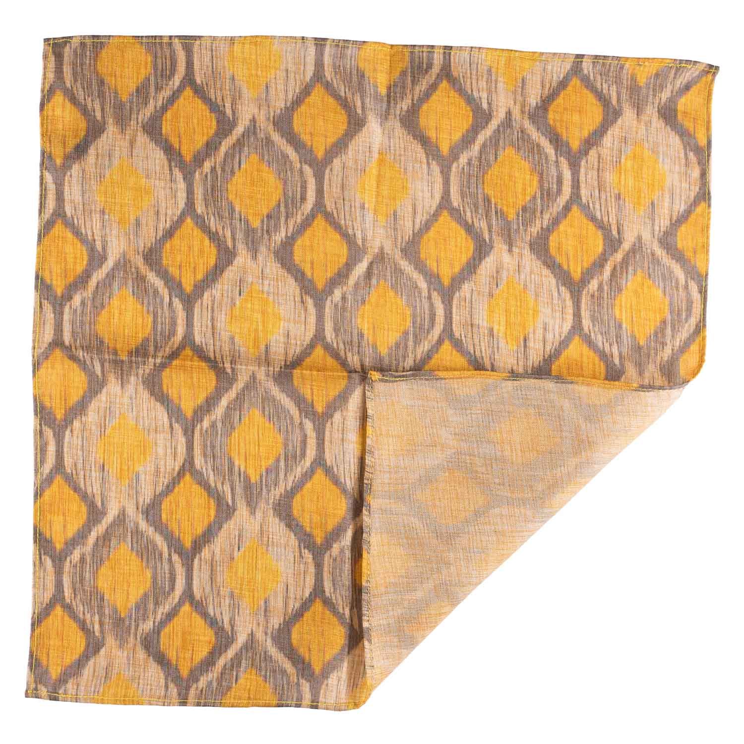 Grey Geometric Pocket Square for Men