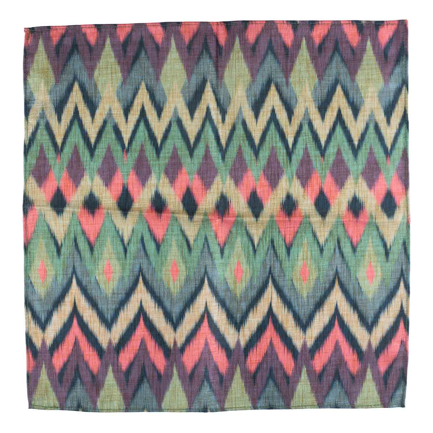 Green Geometric Pocket Square for Men
