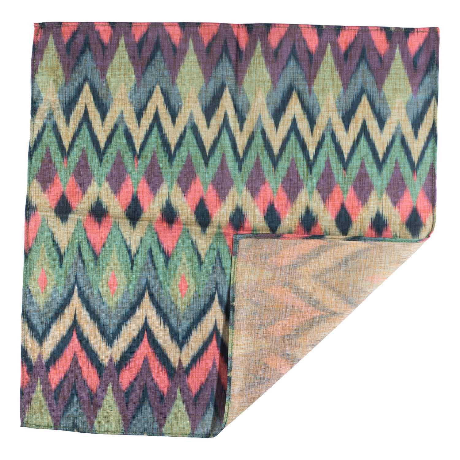Green Geometric Pocket Square for Men