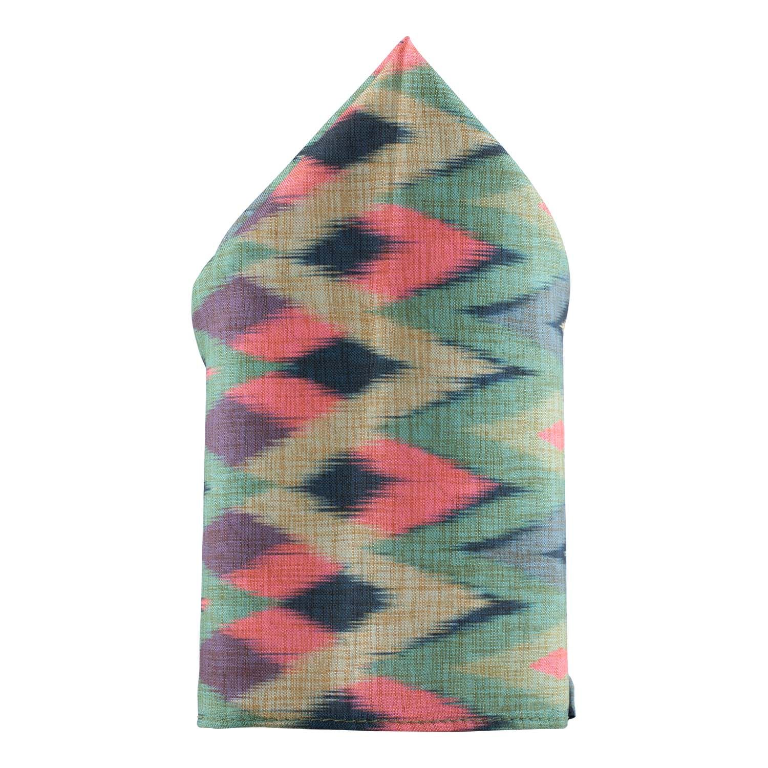 Green Geometric Pocket Square for Men