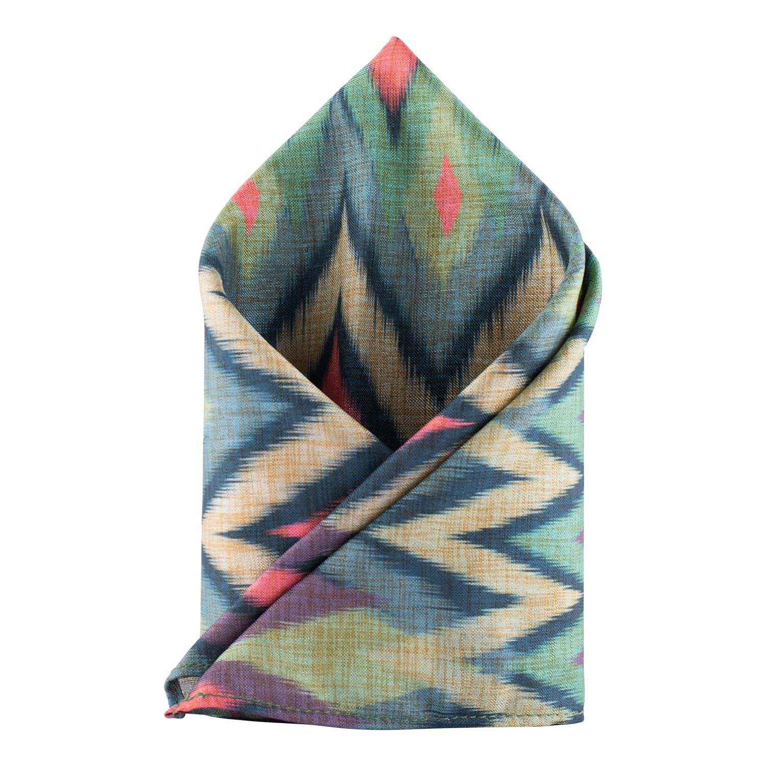 Green Geometric Pocket Square for Men