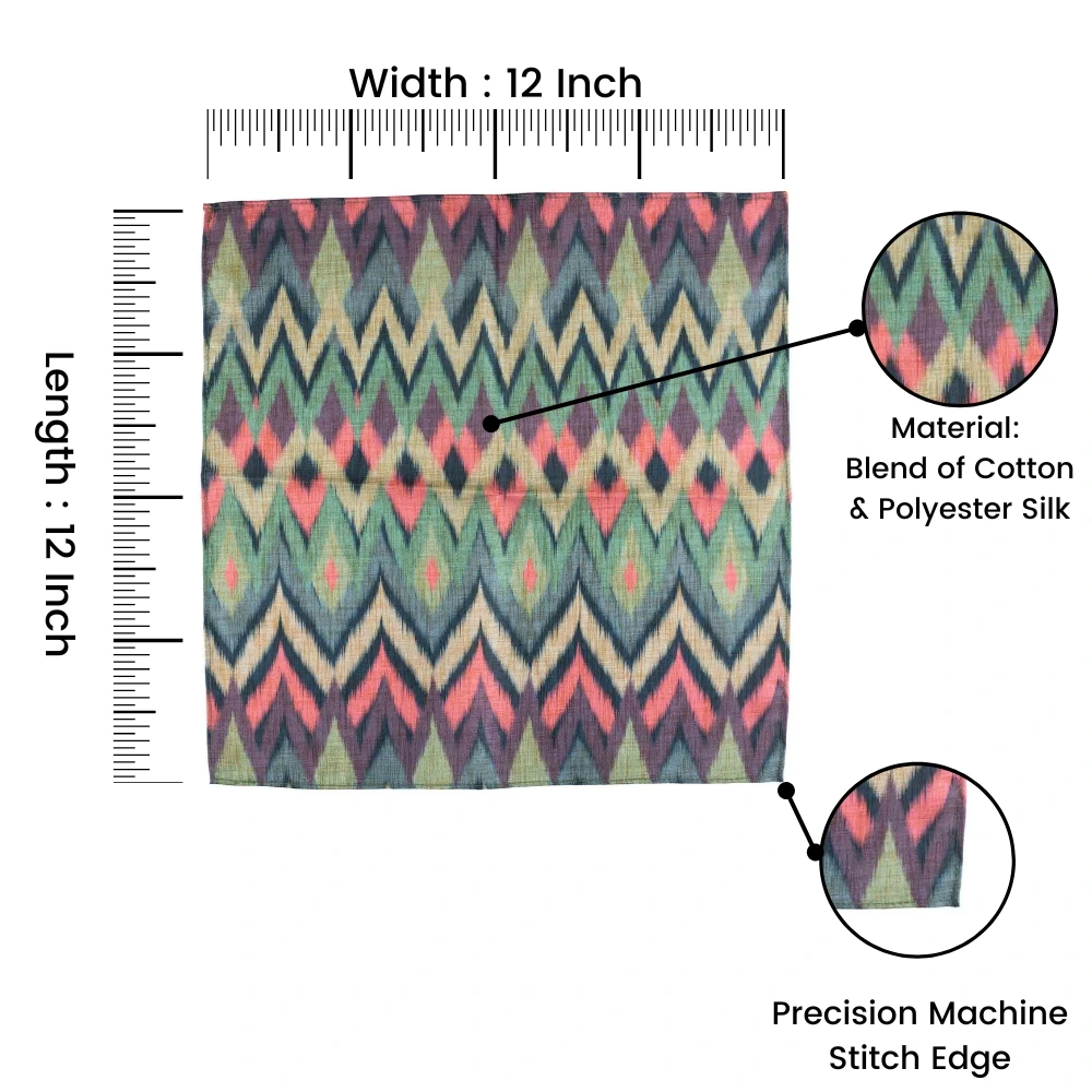 Green Geometric Pocket Square for Men