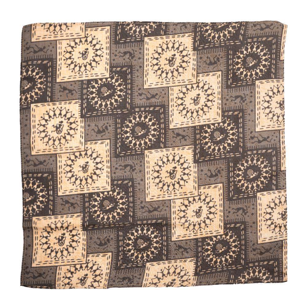 Grey Geometric Pocket Square for Men