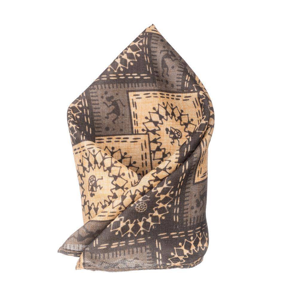 Grey Geometric Pocket Square for Men
