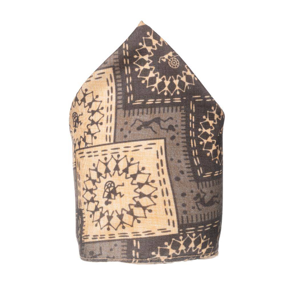 Grey Geometric Pocket Square for Men