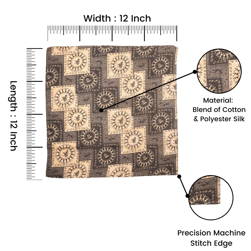 Grey Geometric Pocket Square for Men