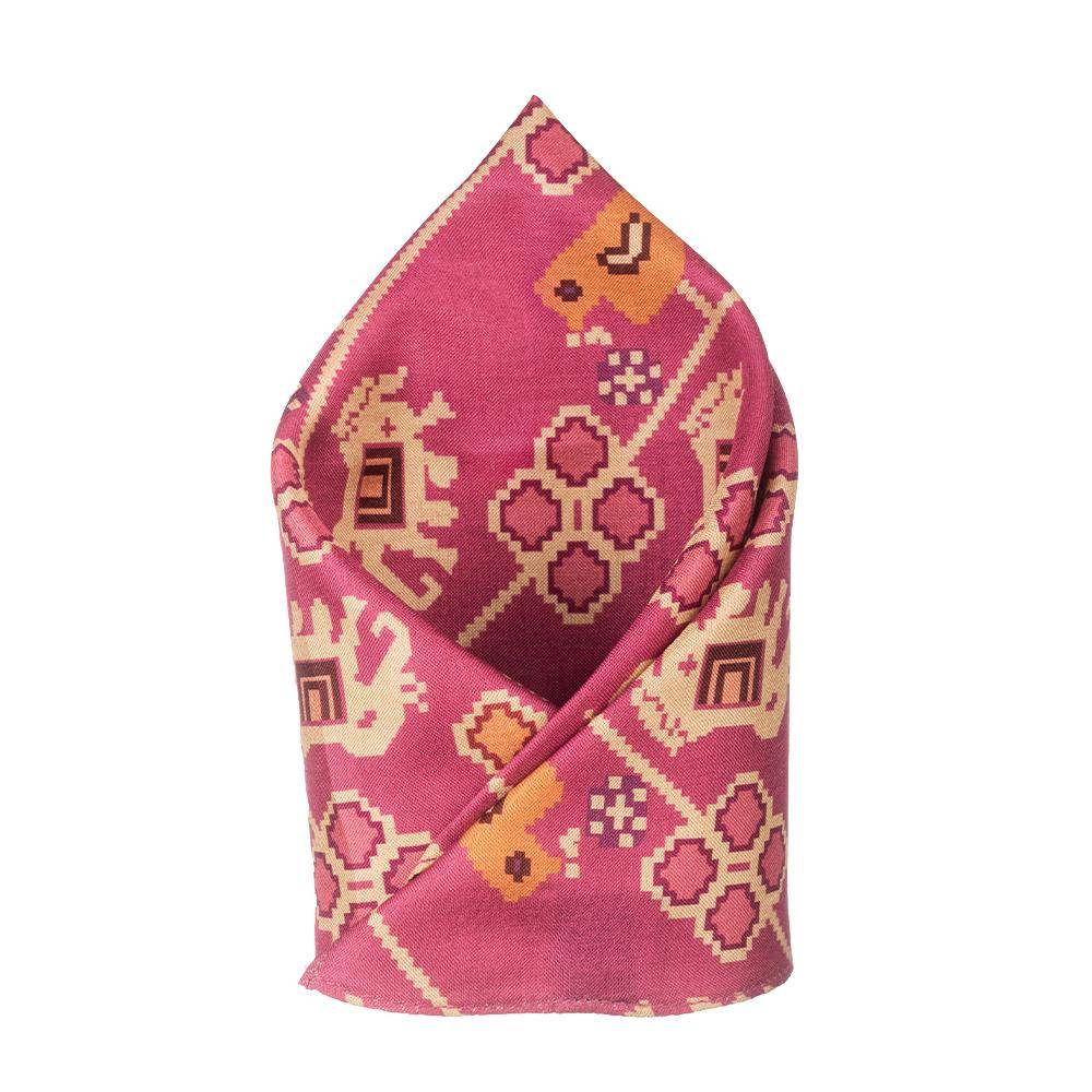 Pink Geometric Pocket Square for Men