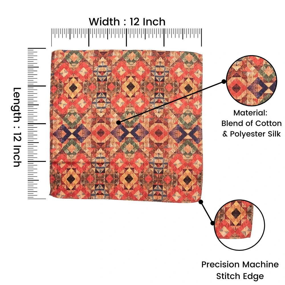 Multicolor Geometric Pocket Square for Men