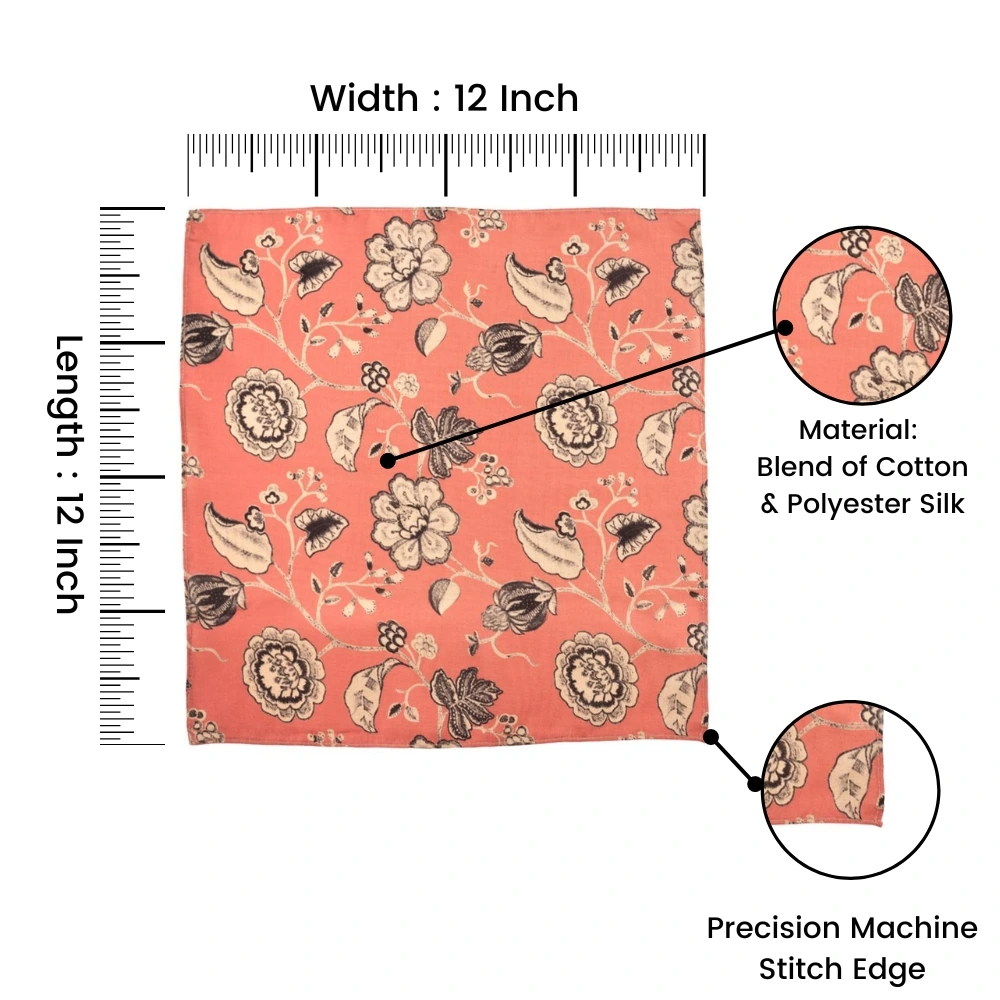 Pink Floral Pocket Square for Men