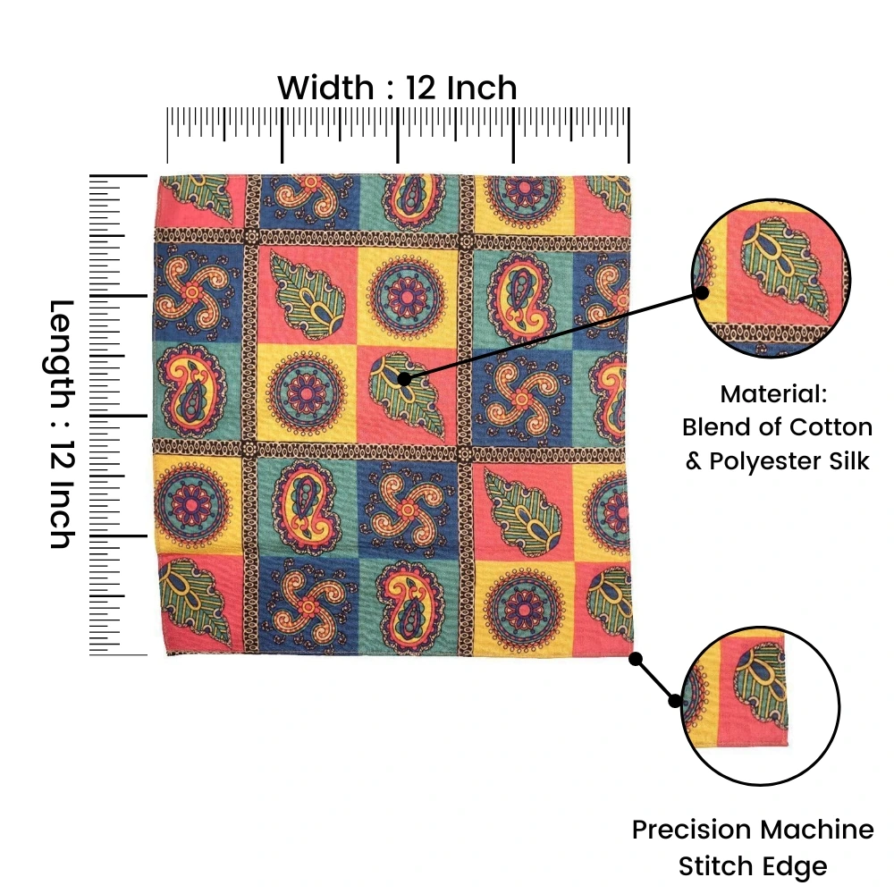 Multicolor Geometric Pocket Square for Men